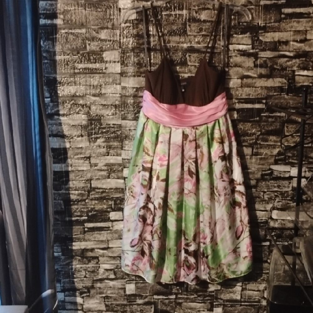 Jodi Keistopher Floral Dress with Pink and Brown Accents